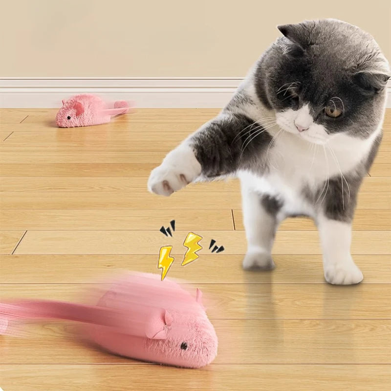 Novo mouse interativo de pelúcia gato mastigar brinquedos tédio interativo brinquedos de pelúcia gatinho jogo interior ratos de pelúcia brinquedos luminosos para gatos