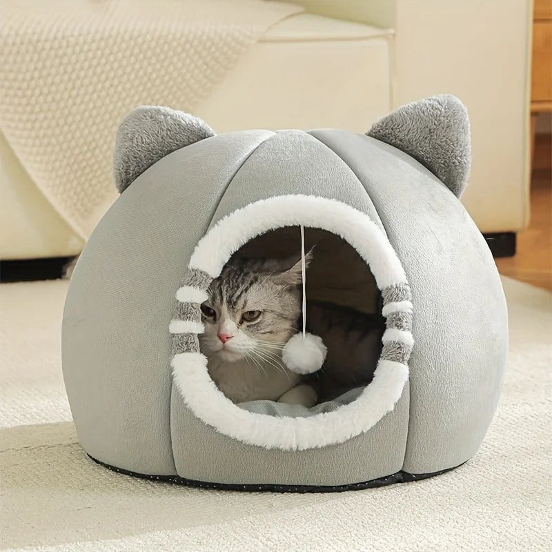 Cama para Gatos com Design de Desenho Animado, Cesto para Cães, Tenda, Caverna para Filhotes, Sofá, Cama para Animais de Estimação, Casa para Gatos Pequenos e Médios, Caverna Aconchegante para Gatinhos, Almofada