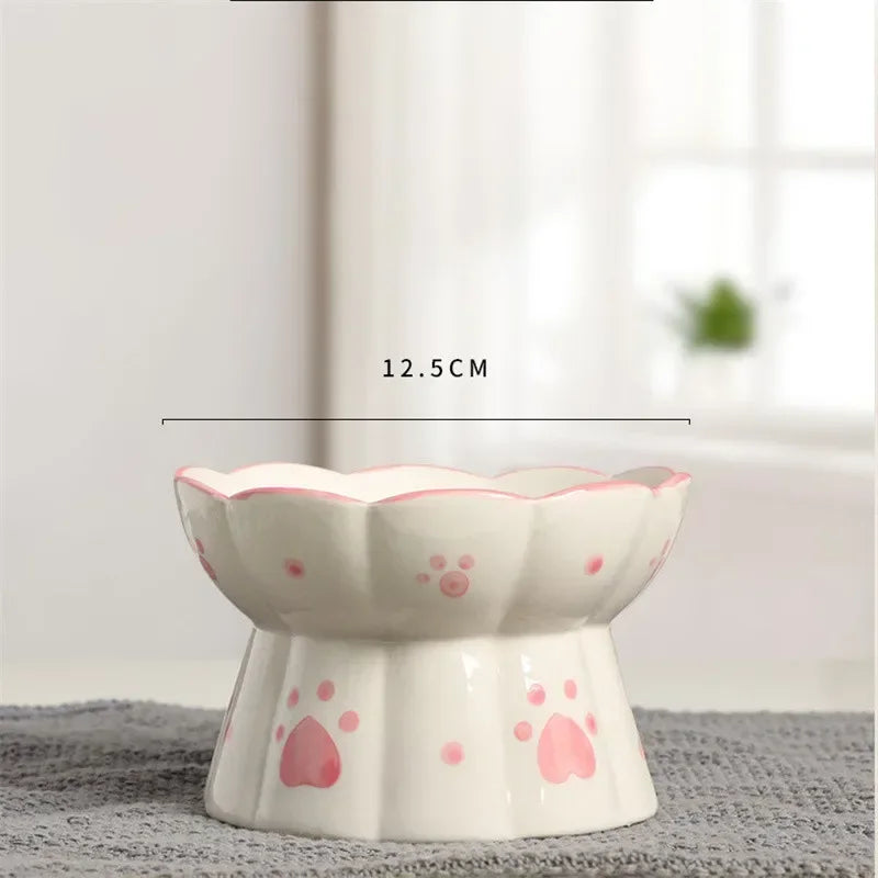 Tigela de comida de cerâmica para gatos, tigela elevada para beber, alimentadores pequenos, cachorros, lanche, tigelas de água, conjunto de acessórios de alimentação para gatos