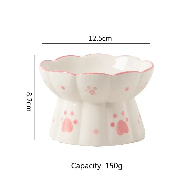 Tigela de comida de cerâmica para gatos, tigela elevada para beber, alimentadores pequenos, cachorros, lanche, tigelas de água, conjunto de acessórios de alimentação para gatos