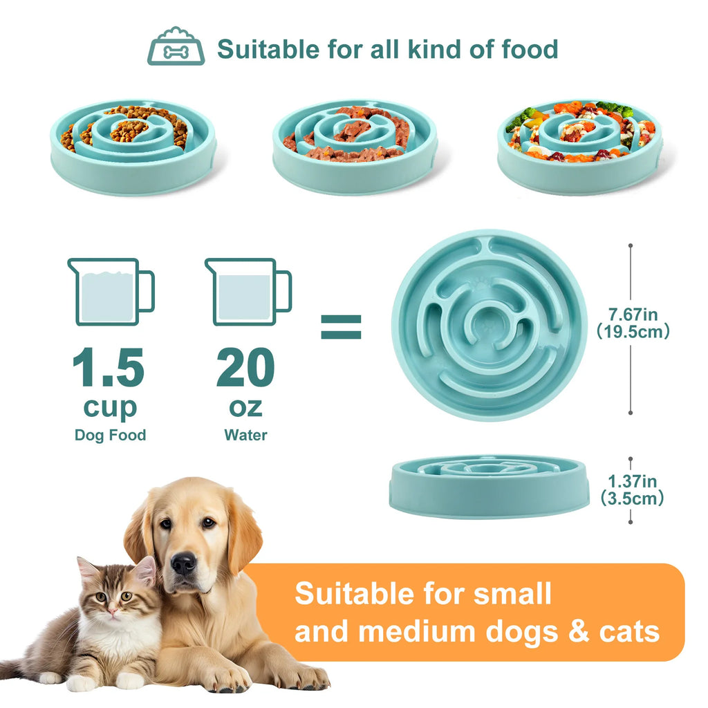 Tigela de comida lenta para animais de estimação – antiderrapante e durável – adequada para animais de estimação de todos os tamanhos