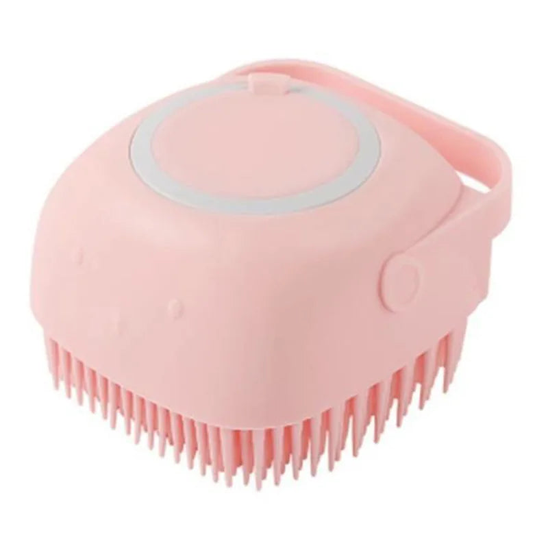 Escova de Banho para Cães e Gatos com Dispensador de Shampoo – Escova Massageadora de Silicone com Cerdas Macias