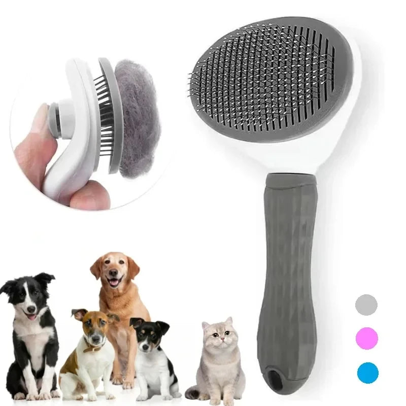 Escova Autolimpante para Cães e Gatos – Pente Removedor de Pelos com Botão de Limpeza