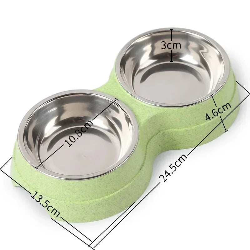 Tigelas duplas para animais de estimação, alimentador de água para comida de cachorro, aço inoxidável, prato para beber, gato, filhote de cachorro, suprimentos de alimentação, acessórios para cães pequenos