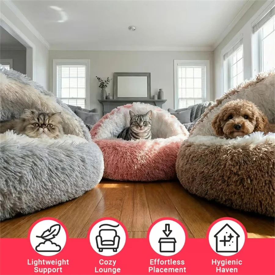 Camas Confortáveis para Gatos, Colchão para Cães, Cama Quente e Macia em Pelúcia, Ninhos Semi-fechados em Forma de Concha para Gatos, Para Cães Pequenos e Gatinhos