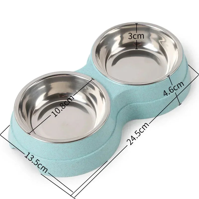 Tigelas duplas para animais de estimação, alimentador de água para comida de cachorro, aço inoxidável, prato para beber, gato, filhote de cachorro, suprimentos de alimentação, acessórios para cães pequenos