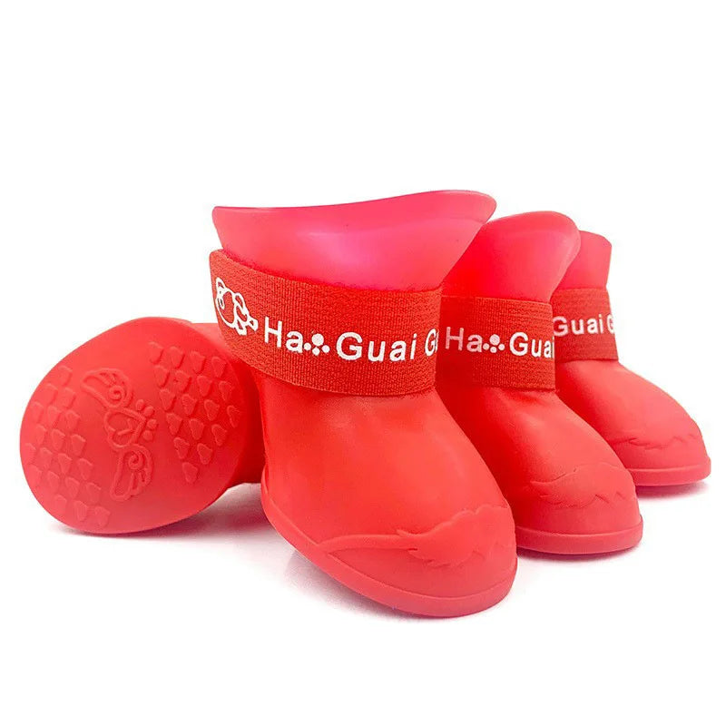 Sapatos de chuva de silicone para animais de estimação anti-sujo antiderrapante à prova d'água sapatos para cães calçados de fundo macio cães pequenos gatos sapatos de pelúcia