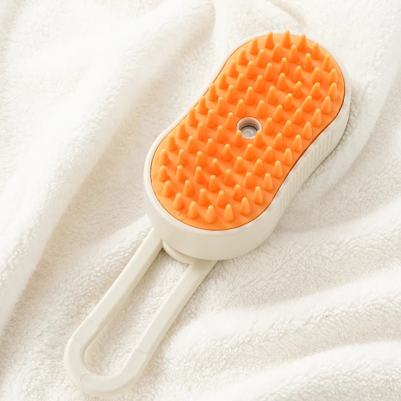 Escova de Banho com Spray para Cães e Gatos – Escova Massageadora para Remoção de Pelos e Limpeza