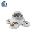 Três tigelas de dispensador de comida para animais de estimação, alimentador de imprensa automática, dispensador de comida lenta, utensílios divertidos para animais de estimação