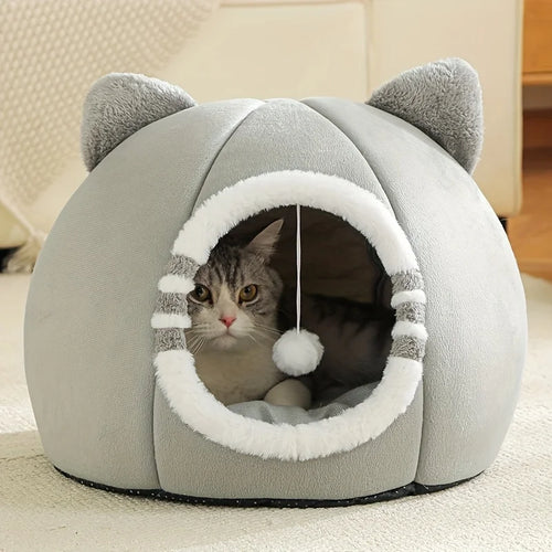 Cama para Gatos com Design de Desenho Animado, Cesto para Cães, Tenda, Caverna para Filhotes, Sofá, Cama para Animais de Estimação, Casa para Gatos Pequenos e Médios, Caverna Aconchegante para Gatinhos, Almofada