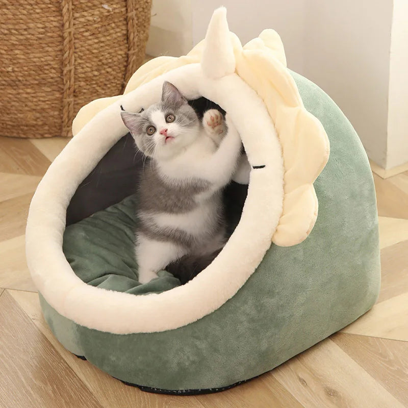 Tenda para animais de estimação, cama de caverna para gatos, cães pequenos, auto-aquecimento, cama para gatos, cabana confortável, cama de dormir para animais de estimação, dobrável, removível e lavável