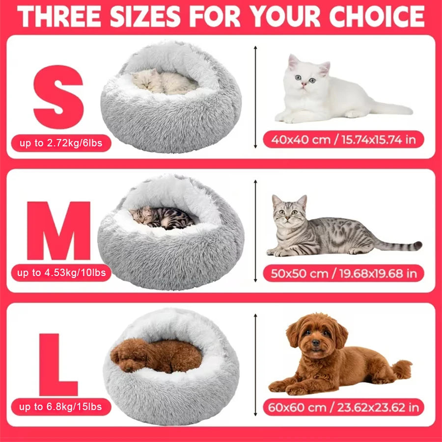 Camas Confortáveis para Gatos, Colchão para Cães, Cama Quente e Macia em Pelúcia, Ninhos Semi-fechados em Forma de Concha para Gatos, Para Cães Pequenos e Gatinhos