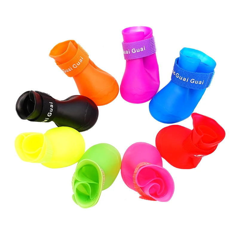 Sapatos de chuva de silicone para animais de estimação anti-sujo antiderrapante à prova d'água sapatos para cães calçados de fundo macio cães pequenos gatos sapatos de pelúcia