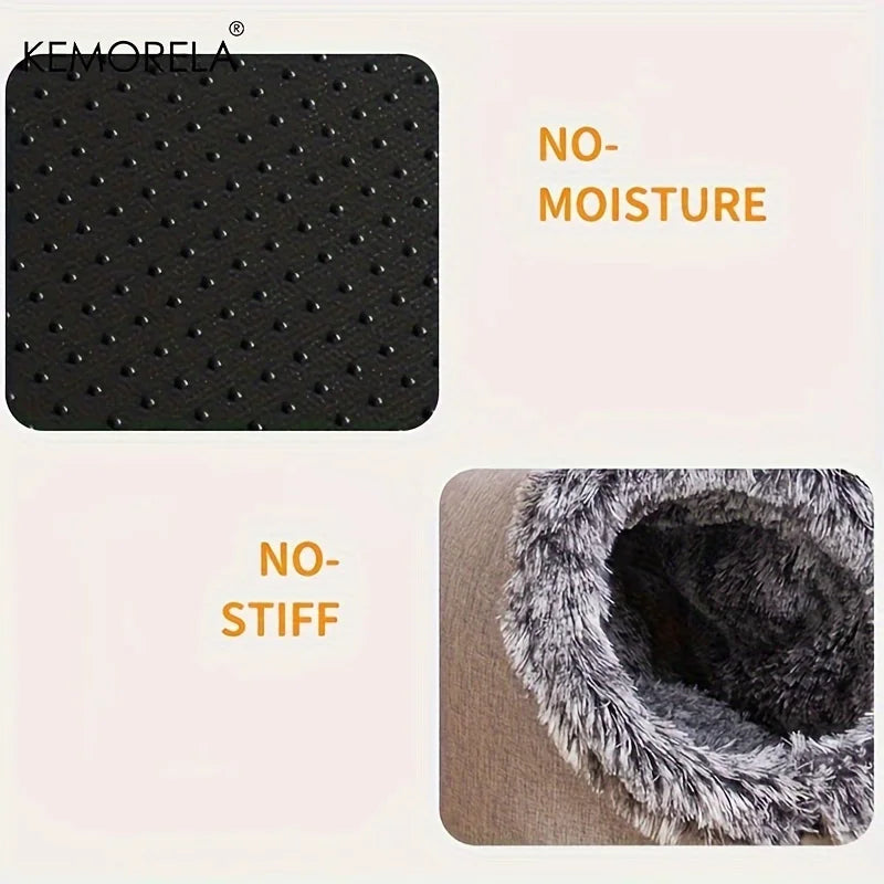 Kemorela cama de gato confortável cama de dormir para animais de estimação, cama de gato portátil quente e espessada cama para animais de estimação com alça cama de gato portátil