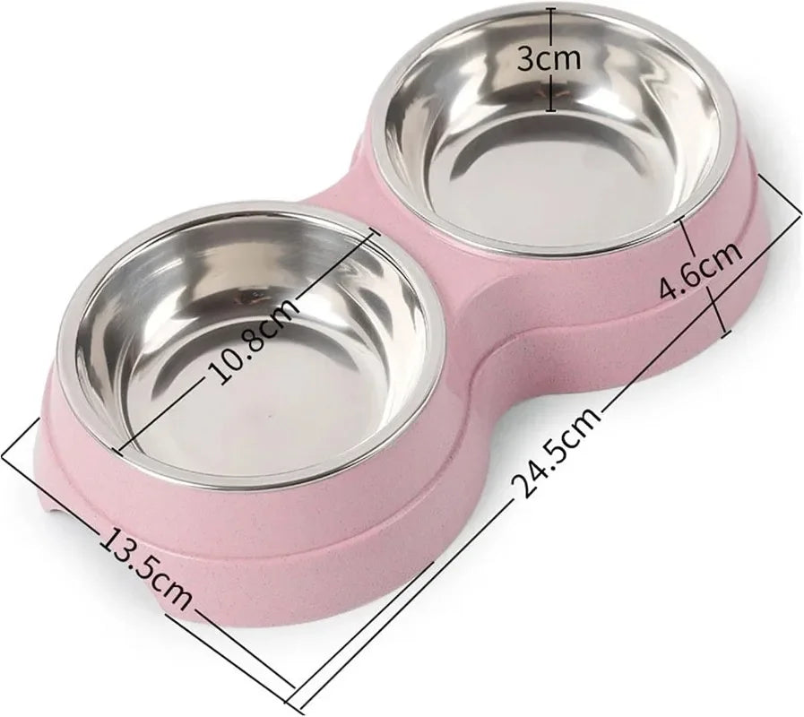 Tigelas duplas para animais de estimação, alimentador de água para comida de cachorro, aço inoxidável, prato para beber, gato, filhote de cachorro, suprimentos de alimentação, acessórios para cães pequenos