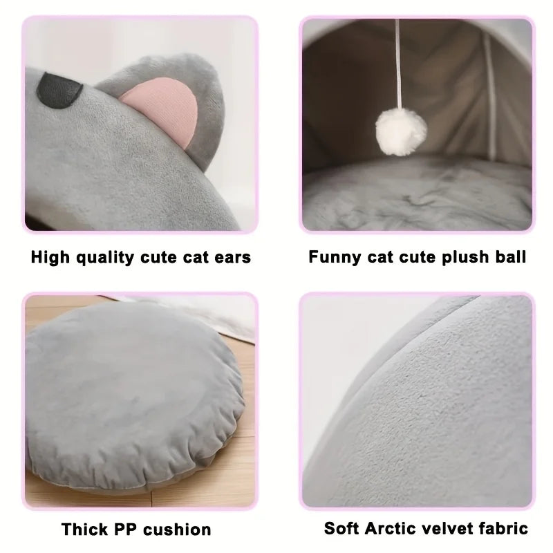Cama para Gatos com Design de Desenho Animado, Cesto para Cães, Tenda, Caverna para Filhotes, Sofá, Cama para Animais de Estimação, Casa para Gatos Pequenos e Médios, Caverna Aconchegante para Gatinhos, Almofada