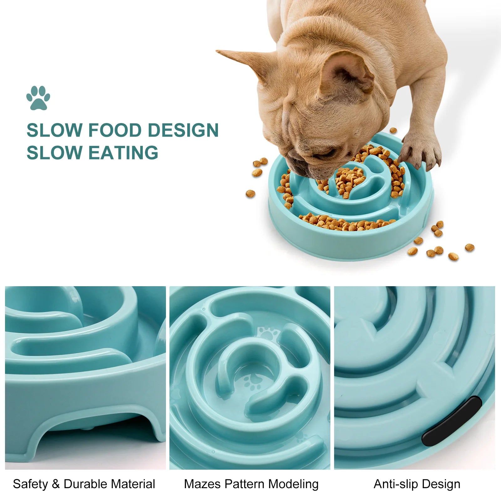 Tigela de comida lenta para animais de estimação – antiderrapante e durável – adequada para animais de estimação de todos os tamanhos