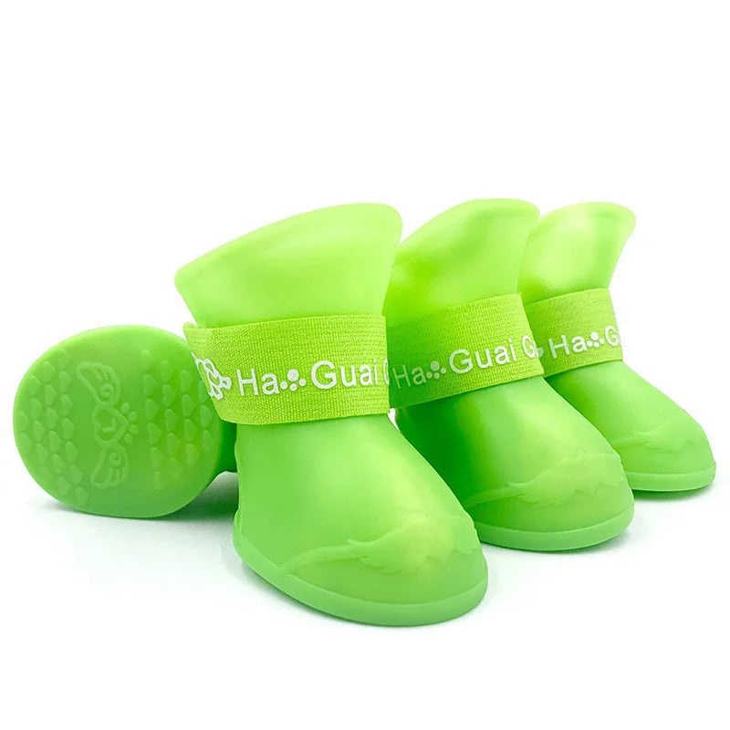 Sapatos de chuva de silicone para animais de estimação anti-sujo antiderrapante à prova d'água sapatos para cães calçados de fundo macio cães pequenos gatos sapatos de pelúcia