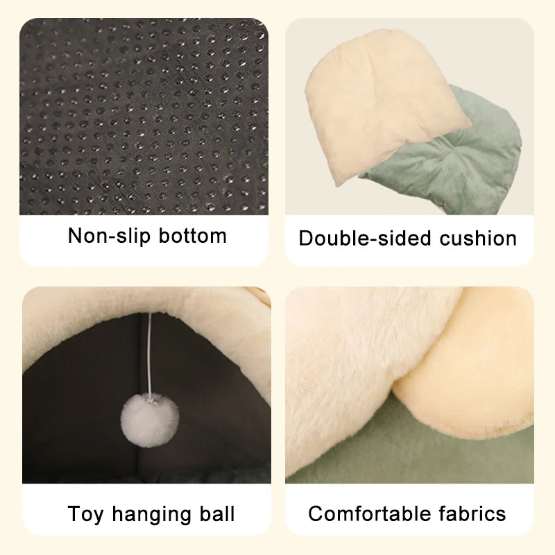 Tenda para animais de estimação, cama de caverna para gatos, cães pequenos, auto-aquecimento, cama para gatos, cabana confortável, cama de dormir para animais de estimação, dobrável, removível e lavável