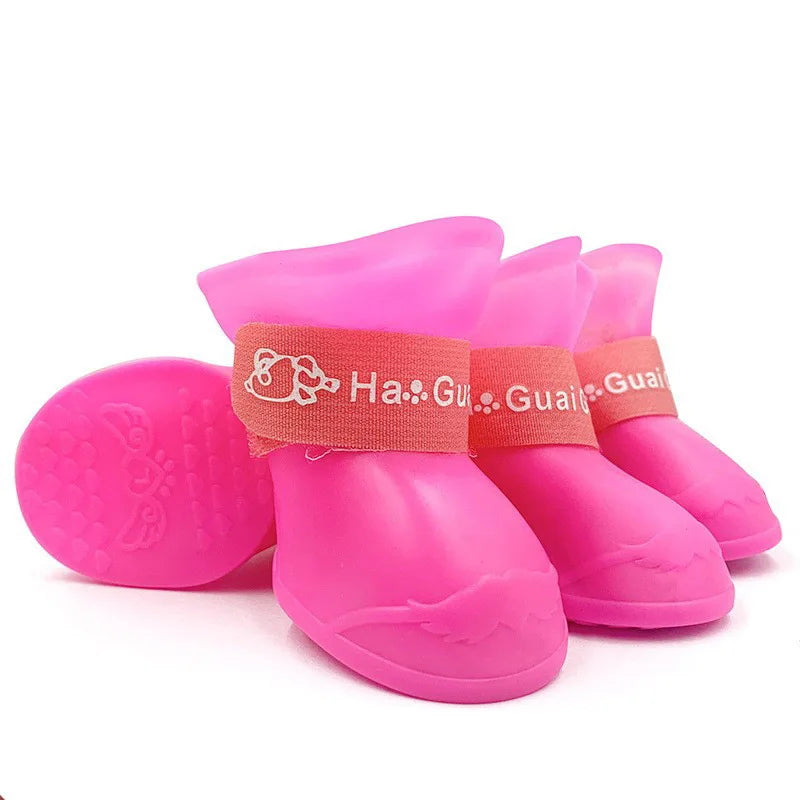 Sapatos de chuva de silicone para animais de estimação anti-sujo antiderrapante à prova d'água sapatos para cães calçados de fundo macio cães pequenos gatos sapatos de pelúcia