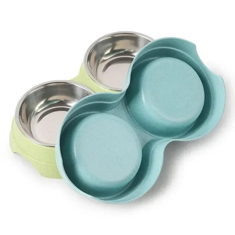 Tigelas duplas para animais de estimação, alimentador de água para comida de cachorro, aço inoxidável, prato para beber, gato, filhote de cachorro, suprimentos de alimentação, acessórios para cães pequenos