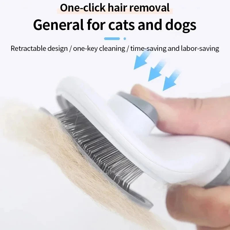 Escova Autolimpante para Cães e Gatos – Pente Removedor de Pelos com Botão de Limpeza