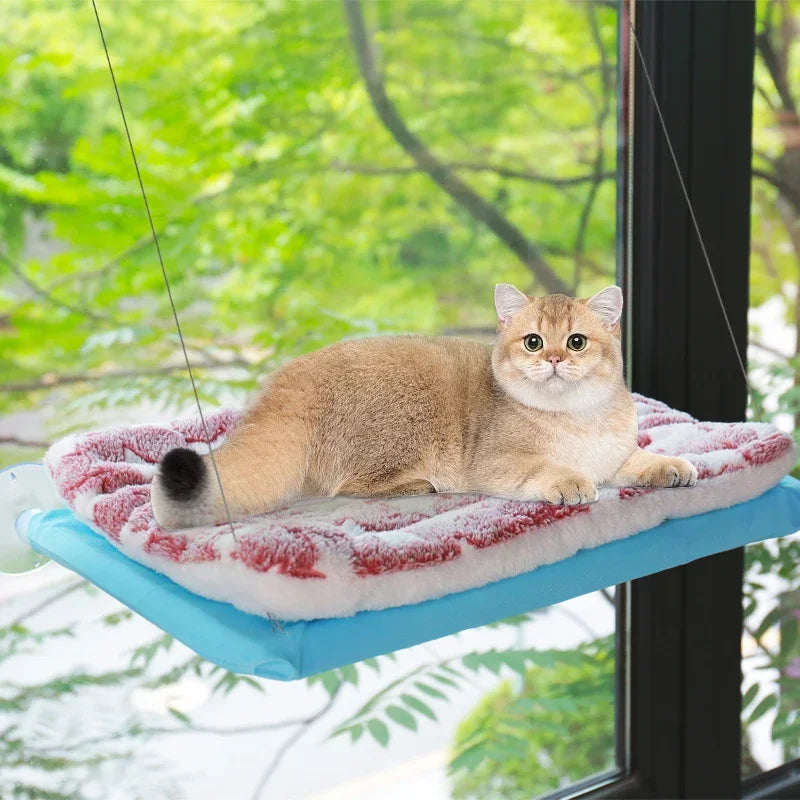 Camas de rede para gatos com tapete, cama para gatos, janela suspensa, assento para gatos, ninho confortável para animais de estimação, acessórios para gatos, suprimentos