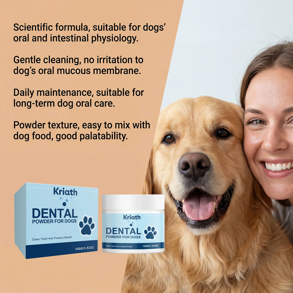 Pó Natural para Cuidado Oral de Animais de Estimação para Limpeza dos Dentes de Cães, Refrescar o Hálito e Aliviar as Gengivas com Probióticos para Saúde Intestinal Pet Clean