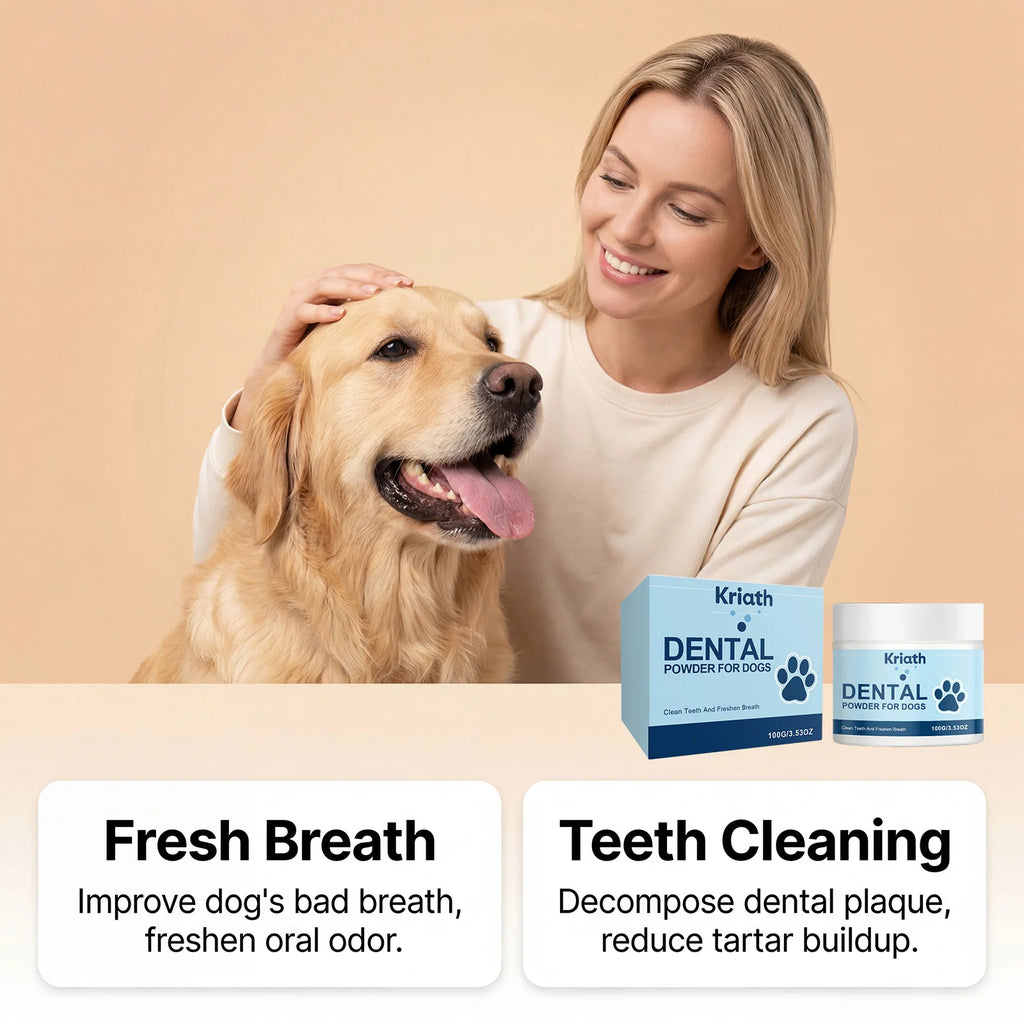 Pó Natural para Cuidado Oral de Animais de Estimação para Limpeza dos Dentes de Cães, Refrescar o Hálito e Aliviar as Gengivas com Probióticos para Saúde Intestinal Pet Clean