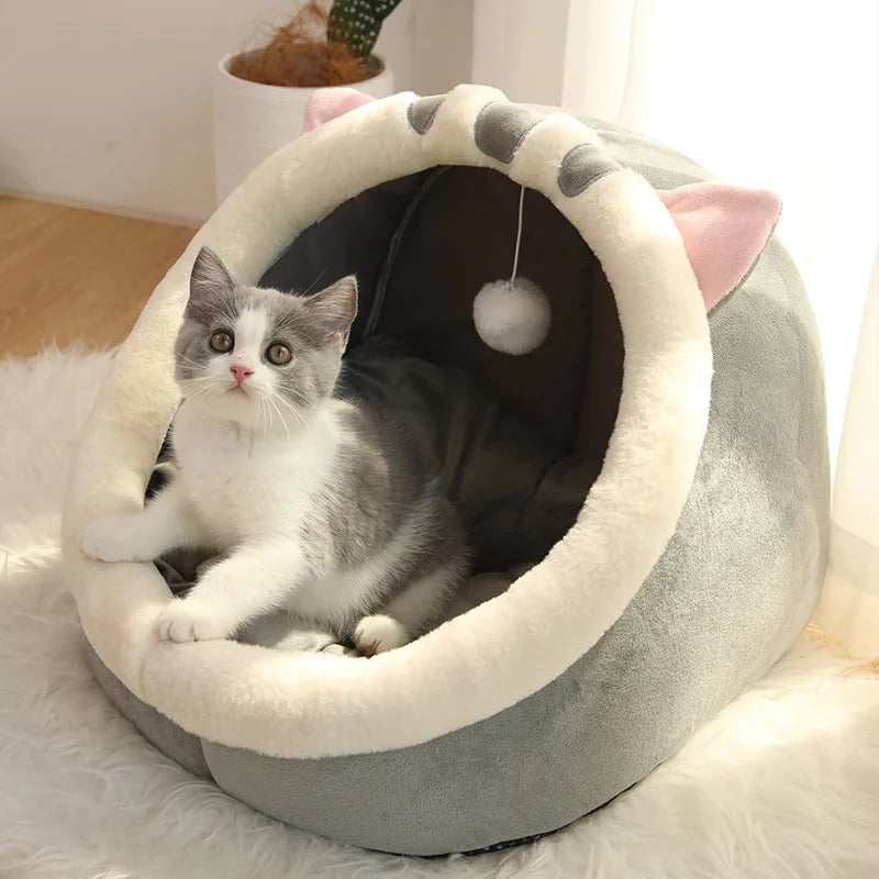 Tenda para animais de estimação, cama de caverna para gatos, cães pequenos, auto-aquecimento, cama para gatos, cabana confortável, cama de dormir para animais de estimação, dobrável, removível e lavável