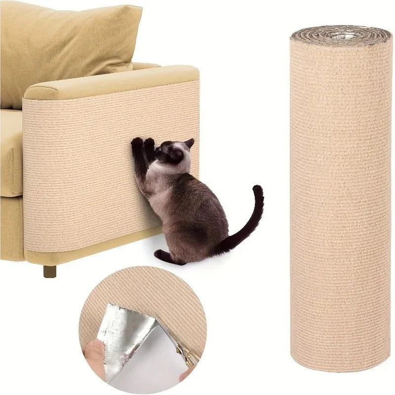 Tapete Arranhador para Gatos Autoadesivo Personalizável 30x100CM - Protege Móveis e Promove Unhas Saudáveis