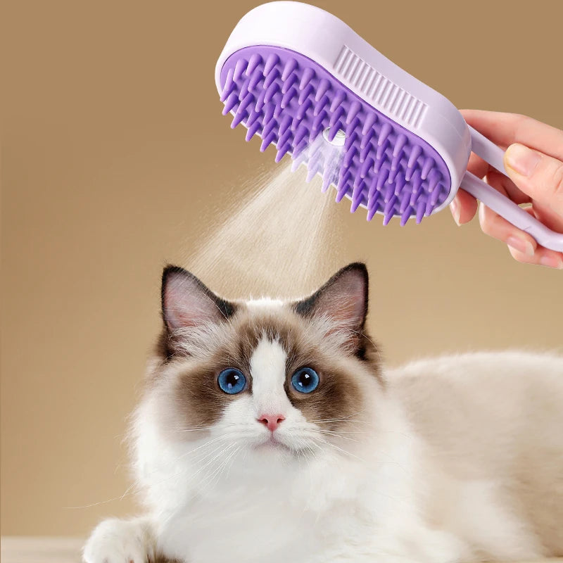 Escova de Banho com Spray para Cães e Gatos – Escova Massageadora para Remoção de Pelos e Limpeza