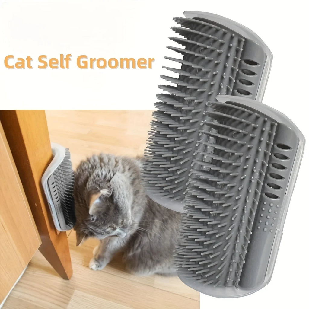 Escova Massageadora Autoadesiva para Gatos – Brinquedo Interativo para Coçar, Massagear e Aliviar o Tédio