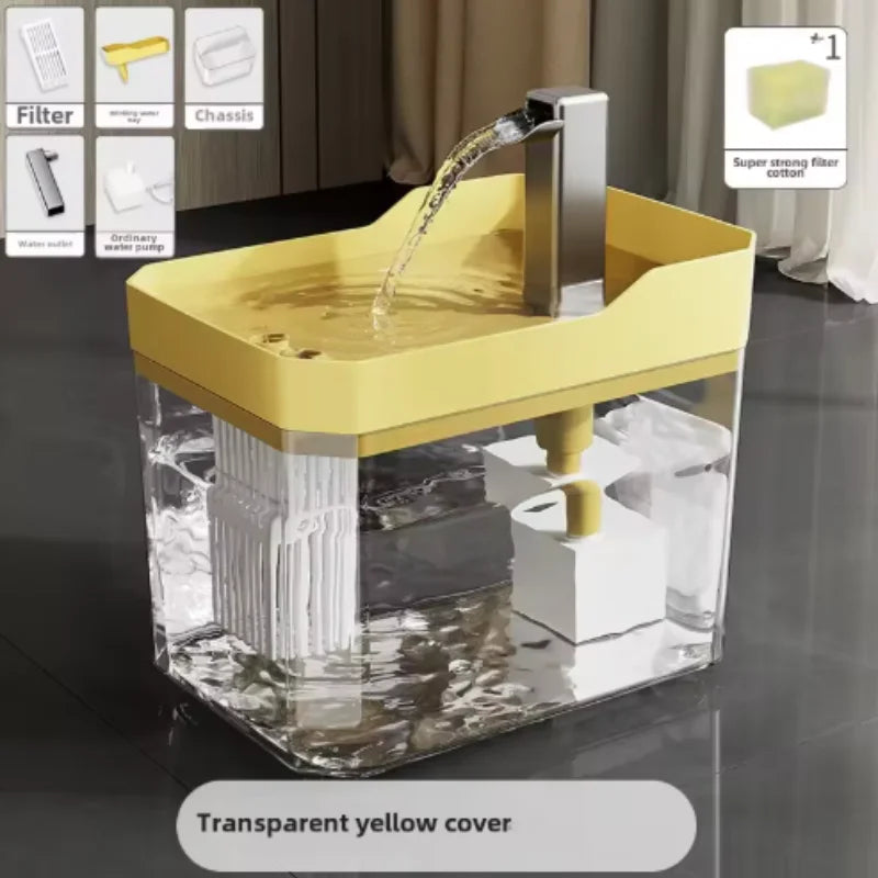 Fonte de Água para Gatos com Filtro Automático Transparente, Dispensador Recirculante Anti-Queima a Seco, Inclui Bomba para Gatos