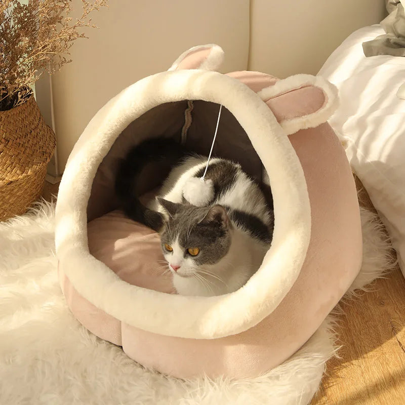 Tenda para animais de estimação, cama de caverna para gatos, cães pequenos, auto-aquecimento, cama para gatos, cabana confortável, cama de dormir para animais de estimação, dobrável, removível e lavável