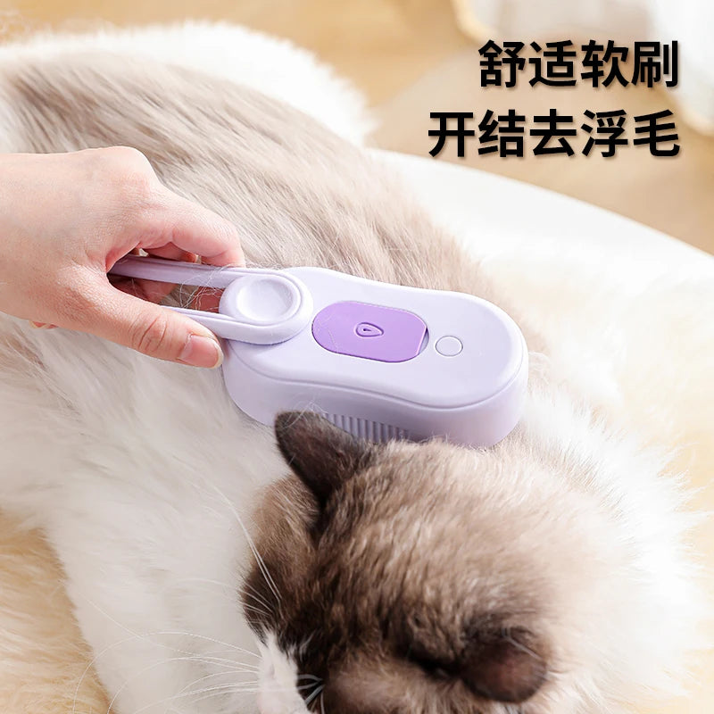 Escova de Banho com Spray para Cães e Gatos – Escova Massageadora para Remoção de Pelos e Limpeza