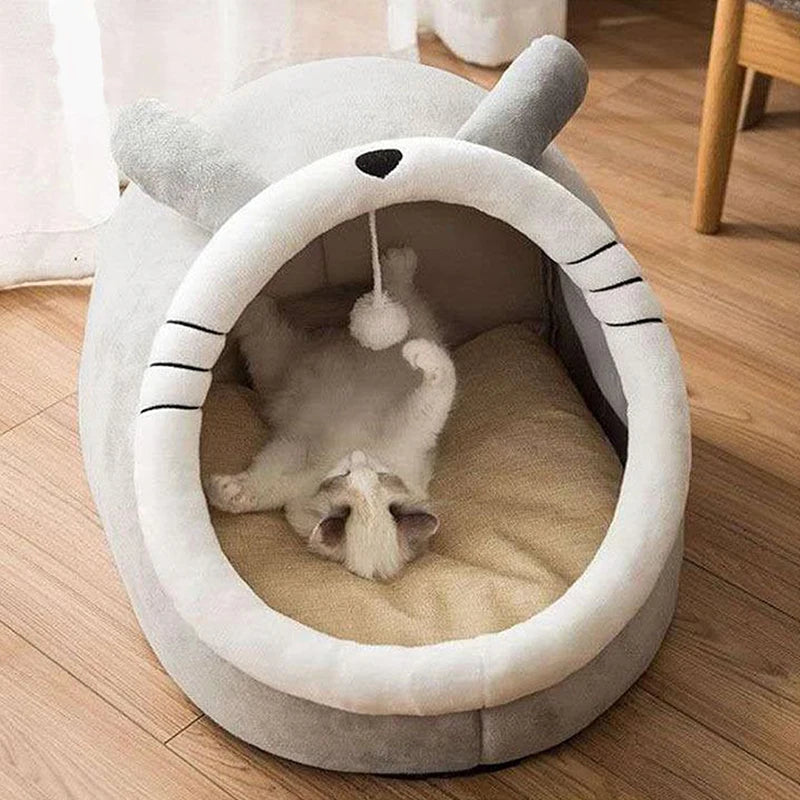 Tenda para animais de estimação, cama de caverna para gatos, cães pequenos, auto-aquecimento, cama para gatos, cabana confortável, cama de dormir para animais de estimação, dobrável, removível e lavável