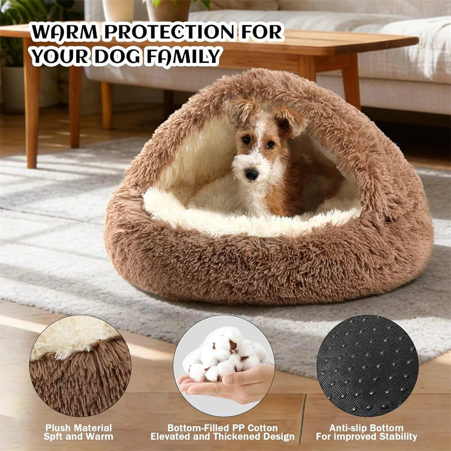 Camas Confortáveis para Gatos, Colchão para Cães, Cama Quente e Macia em Pelúcia, Ninhos Semi-fechados em Forma de Concha para Gatos, Para Cães Pequenos e Gatinhos