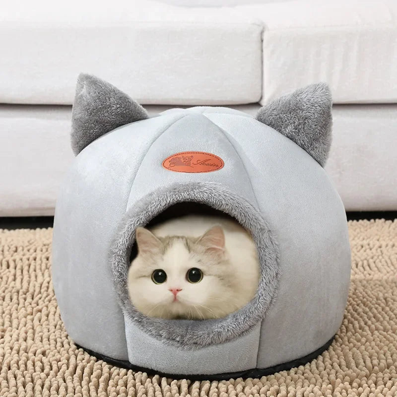 Novo conforto de sono profundo no inverno cama de gato iittle esteira cesta pequena casa do cão produtos animais de estimação tenda aconchegante caverna ninho interior cama gato