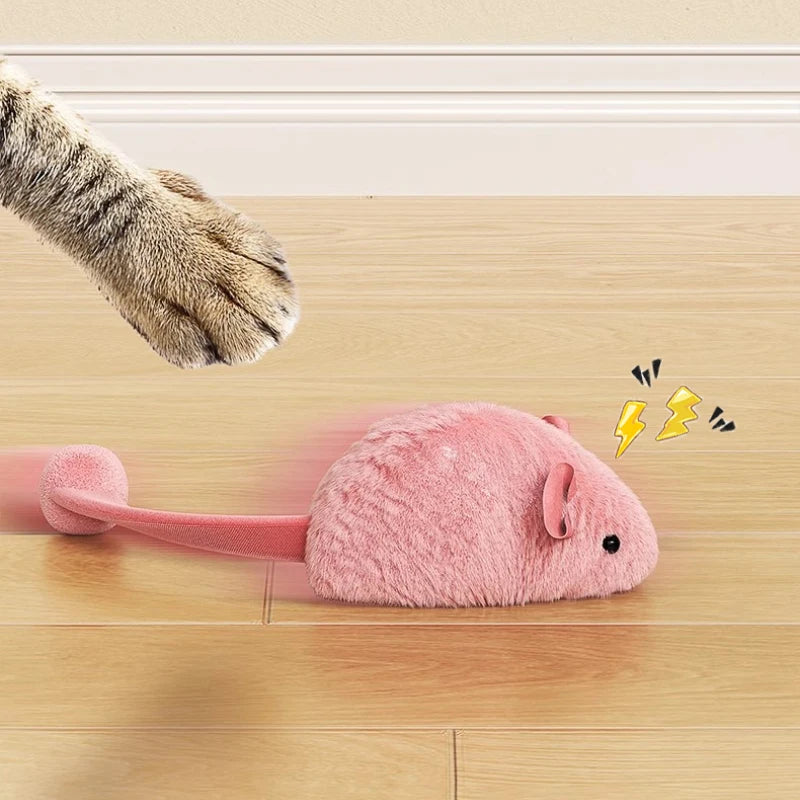 Novo mouse interativo de pelúcia gato mastigar brinquedos tédio interativo brinquedos de pelúcia gatinho jogo interior ratos de pelúcia brinquedos luminosos para gatos