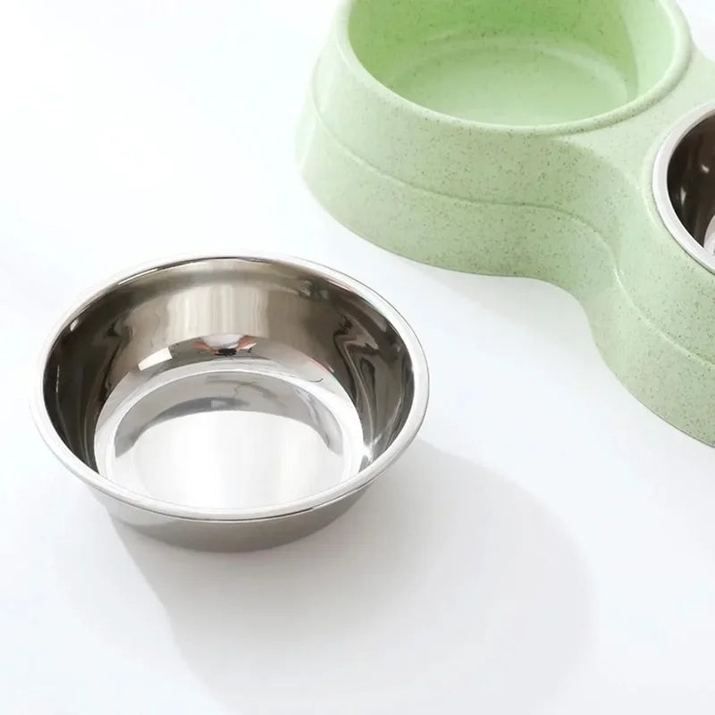 Tigelas duplas para animais de estimação, alimentador de água para comida de cachorro, aço inoxidável, prato para beber, gato, filhote de cachorro, suprimentos de alimentação, acessórios para cães pequenos